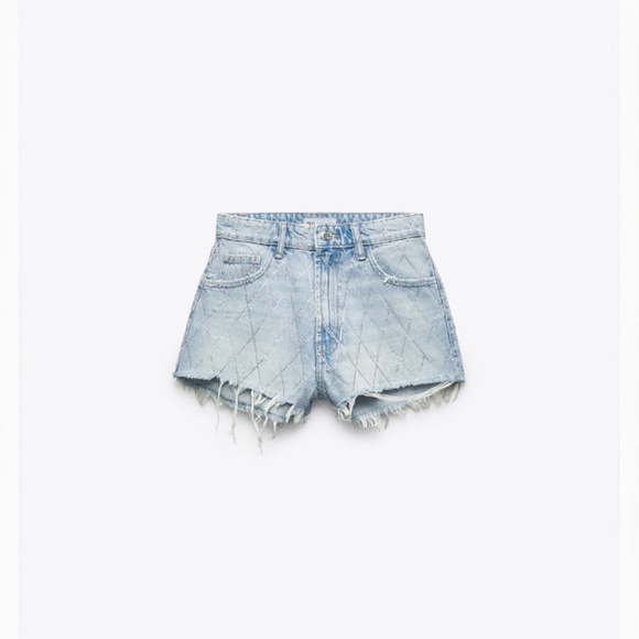 Zara RHINESTONE CURVED SHORTS TRF - Picture 6 of 9
